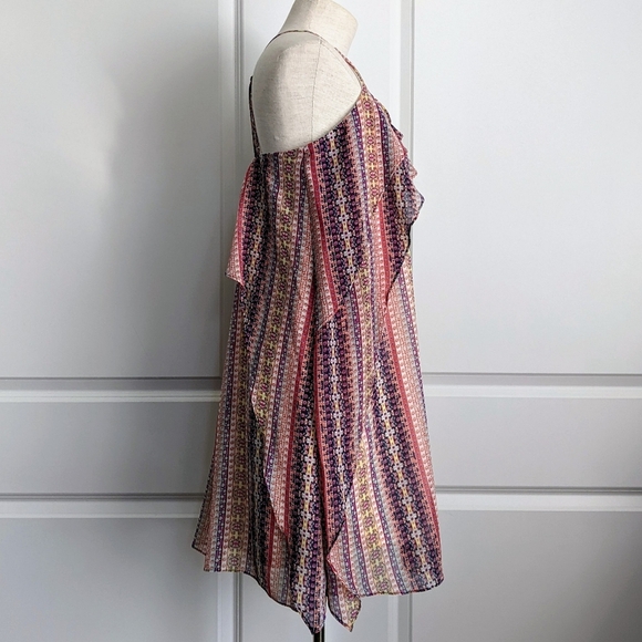 BCBGMaxAzria Dress Halter Neck Sleeveless Sheath Ruffled Navy Coral Pink M NWT - Picture 6 of 14